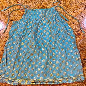 girls GAP light blue with gold leafs design top